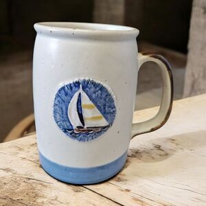 New Otagiri Sailboat Embossed Medallion Large Mug Nautical Lake